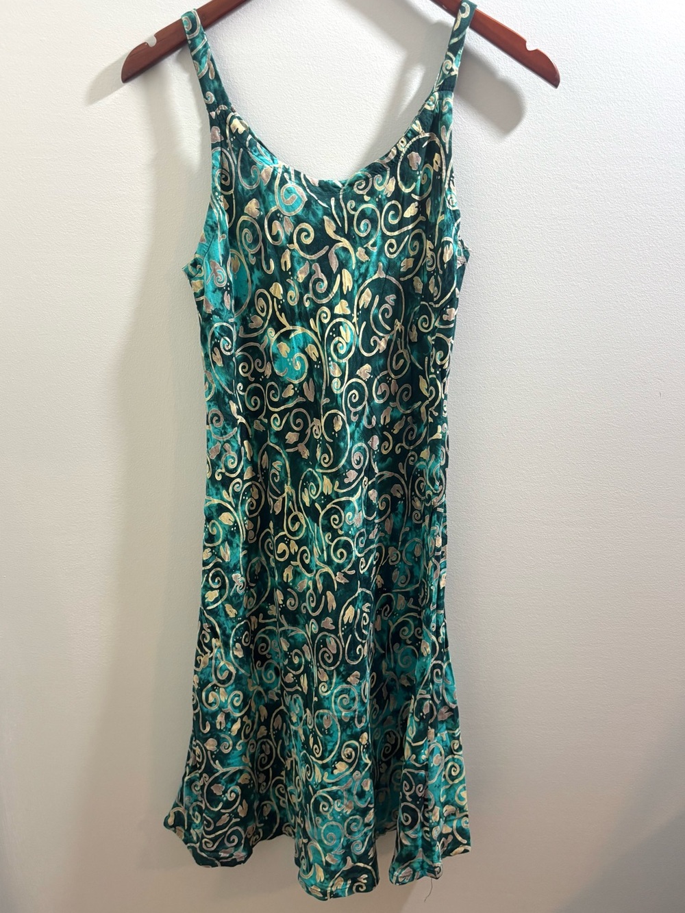 Vintage Ginger Snaps Hawaii Mermaidcore Teal Rayon Dress Y2K Swirl Fairy S